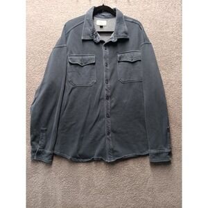 American Eagle Heavy Cotton Shacket Men's L Gray Oversized Workwear Casual Jacke